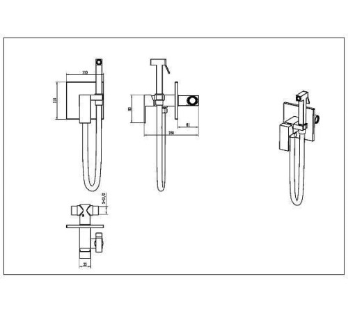 Гигиенический душ со смесителем Boheme Qubic черный 477-B