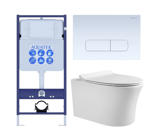 Комплект инсталляции 4 в 1 AQUATEK НИКА-013 (рама INS-0000012, крепеж KKI-0000002, клавиша KDI-0000013, унитаз AQ2009-00 soft-close) INS-0000012/KKI-0000002/KDI-0000013/AQ2009-00