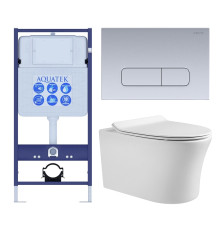 Комплект инсталляции 4 в 1 AQUATEK НИКА-014 (рама INS-0000012, крепеж KKI-0000002, клавиша KDI-0000014, унитаз AQ2009-00 soft-close) INS-0000012/KKI-0000002/KDI-0000014/AQ2009-00