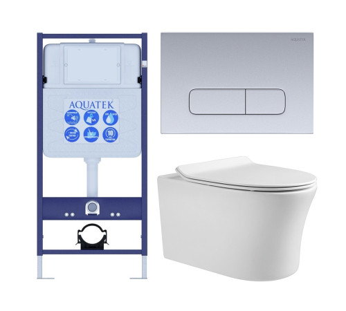 Комплект инсталляции 4 в 1 AQUATEK НИКА-014 (рама INS-0000012, крепеж KKI-0000002, клавиша KDI-0000014, унитаз AQ2009-00 soft-close) INS-0000012/KKI-0000002/KDI-0000014/AQ2009-00