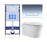 Комплект инсталляции 4 в 1 AQUATEK НИКА-016 (рама INS-0000012, крепеж KKI-0000002, клавиша KDI-0000016, унитаз AQ2009-00 soft-close) INS-0000012/KKI-0000002/KDI-0000016/AQ2009-00