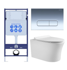 Комплект инсталляции 4 в 1 AQUATEK НИКА-016 (рама INS-0000012, крепеж KKI-0000002, клавиша KDI-0000016, унитаз AQ2009-00 soft-close) INS-0000012/KKI-0000002/KDI-0000016/AQ2009-00