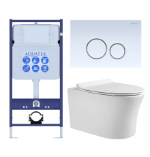Комплект инсталляции 4 в 1 AQUATEK НИКА-015 (рама INS-0000012, крепеж KKI-0000002, клавиша KDI-0000015, унитаз AQ2009-00 soft-close) INS-0000012/KKI-0000002/KDI-0000015/AQ2009-00