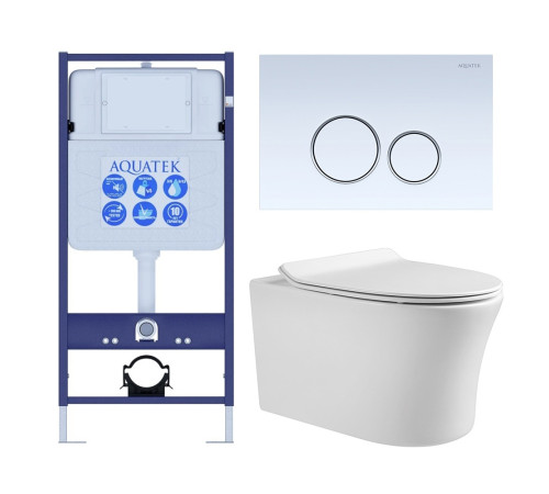 Комплект инсталляции 4 в 1 AQUATEK НИКА-015 (рама INS-0000012, крепеж KKI-0000002, клавиша KDI-0000015, унитаз AQ2009-00 soft-close) INS-0000012/KKI-0000002/KDI-0000015/AQ2009-00