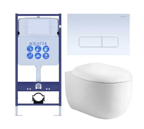 Комплект инсталляции 4 в 1 AQUATEK АЛЬТАИР (рама INS-0000012, кнопка KDI-0000013, унитаз AQ1980-00) cm-013