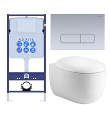 Комплект инсталляции 4 в 1 AQUATEK АЛЬТАИР (рама INS-0000012, кнопка KDI-0000014, унитаз AQ1980-00) cm-014