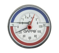 Термоманометр аксиальный Gappo 1/2 80 мм 6 бар 0-120 °C G1473