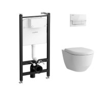 Комплект унитаз Laufen Pro Rimless с инсталляцией сиденье SC клавиша белая Z.RU93.0.771.6