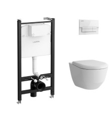 Комплект унитаз Laufen Pro Rimless с инсталляцией сиденье SC клавиша белая Z.RU93.0.771.6