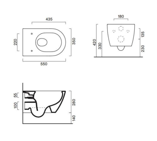 Унитаз подвесной Catalano Sfera 55х35 см белый глянцевый 0511650001