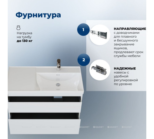 Тумба под раковину Aquanet Nova Lite 2.0 100 R 2 ящика белый глянец 00346312