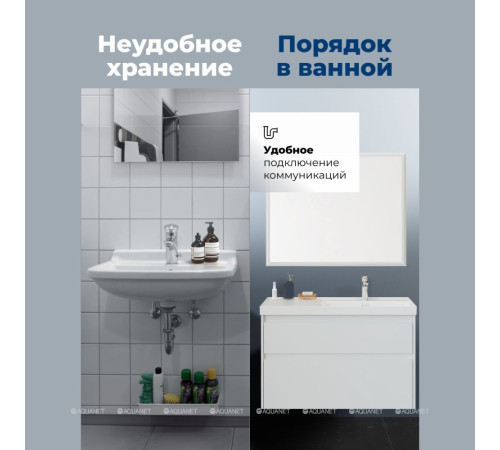 Тумба под раковину Aquanet Nova Lite 2.0 100 R 2 ящика белый глянец 00346312