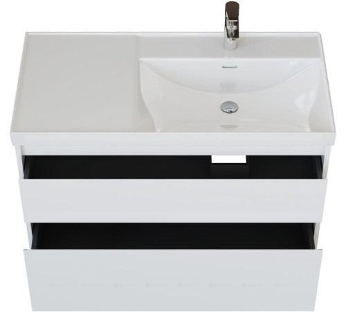 Тумба под раковину Aquanet Nova Lite 2.0 100 R 2 ящика белый глянец 00346312