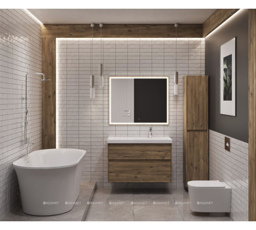 Тумба под раковину Aquanet Nova Lite 2.0 100 R 2 ящика дуб рустикальный 00346319