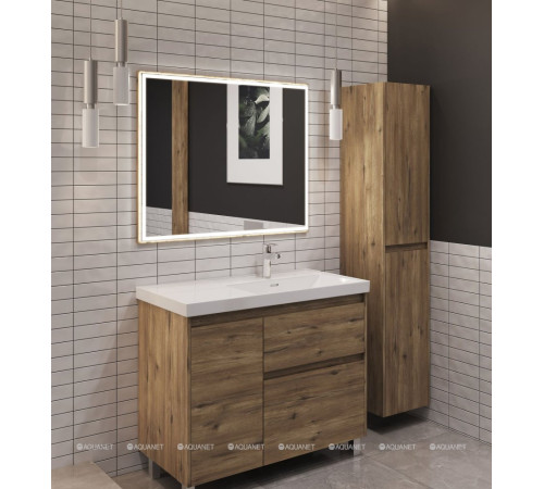 Тумба под раковину Aquanet Nova Lite 2.0 100 R напольная дуб рустикальный 00346347