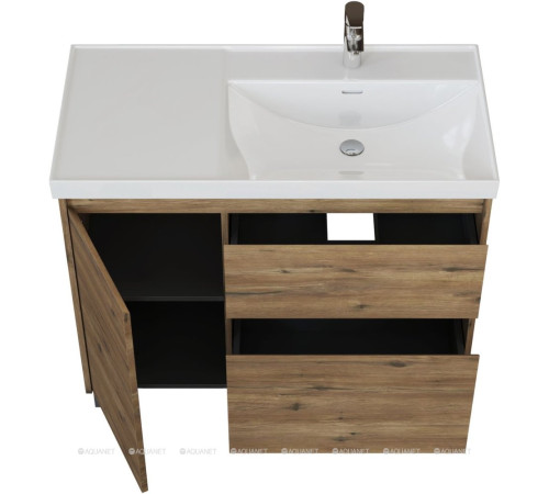 Тумба под раковину Aquanet Nova Lite 2.0 100 R напольная дуб рустикальный 00346347