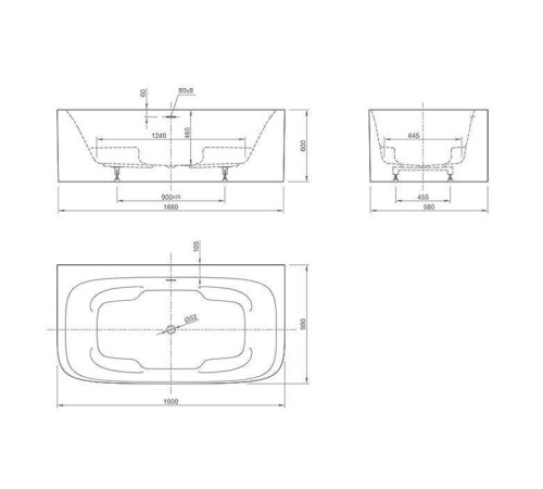 Ванна пристенная Knief Summer Wall 190х100х60 см белый 0100-091-06/0100-271
