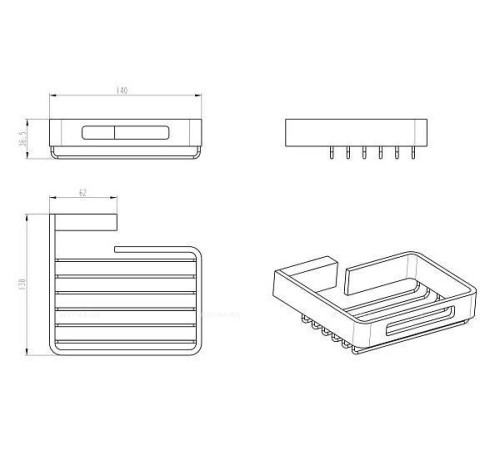 Мыльница подвесная Boheme Q графит 10959-GM