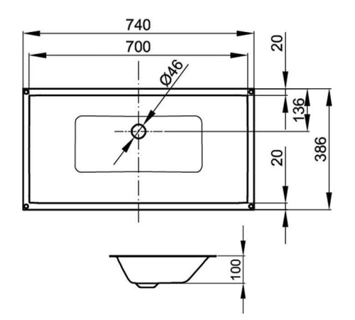 Раковина встраиваемая снизу Bette Loft 74х38.6х10 см цвет Ebony A231-035
