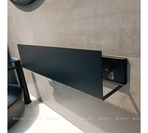 Полка Aquanet Магнум 500х120х100 мм с крючками черный матовый 00274189