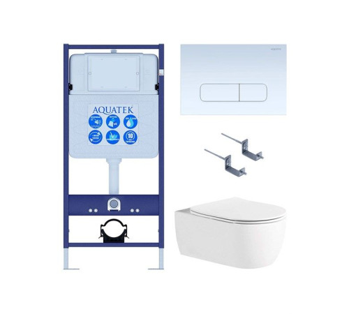 Комплект инсталляция 4 в 1 AQUATEK Европа New-013/012 (рама INS-0000012, клавиша KDI-0000013, унитаз AQ1106L-00)