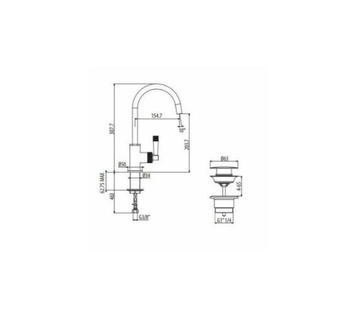 Смеситель для раковины Gattoni MD на 1 отверстие ручки Pella с донным клапаном хром MD120/20C0