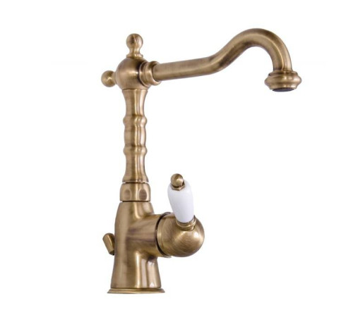 Смеситель для раковины Gattoni Orta с высоким изливом и донным клапаном бронза 2741/27V0