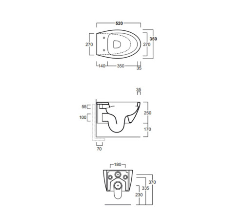 Унитаз подвесной Simas Lft Spazio 52х35 см безободковый Antracite matt LFT18