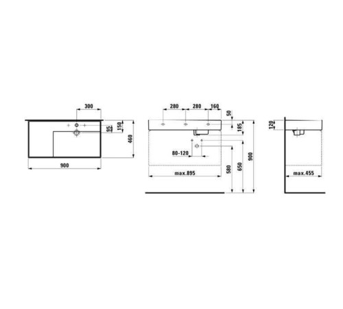 Раковина Laufen Kartell 90x46x12 см 1 отверстие без перелива белая 8.1033.9.000.111.1