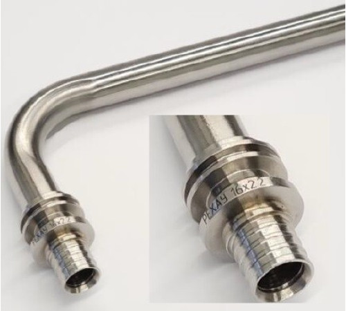 Трубка Г-образная для подключения радиатора REHAU RAUTITAN 16 x 1000 мм нержавеющая сталь 11096671002