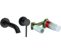 Смеситель для раковины Kludi Bozz 180 мм настенный комплект черный матовый 382443976S