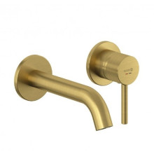 Смеситель для раковины Kludi Bozz 180 мм настенный комплект брашированное золото 38244N076S