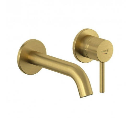 Смеситель для раковины Kludi Bozz 180 мм настенный комплект брашированное золото 38244N076S