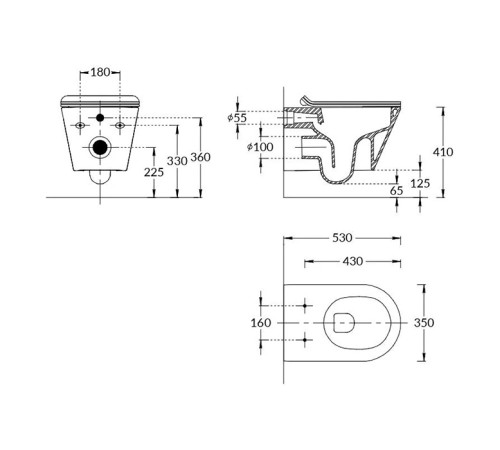 Унитаз подвесной Kerama Marazzi PLAZA Modern безободковый RIM UP+ белый глянцевый PLV.wc.02\WHT
