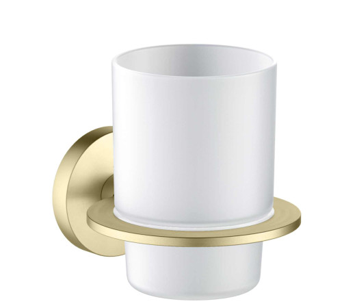 Стакан с держателем Aquanet Оберон шлифованное золото AQ4204BG