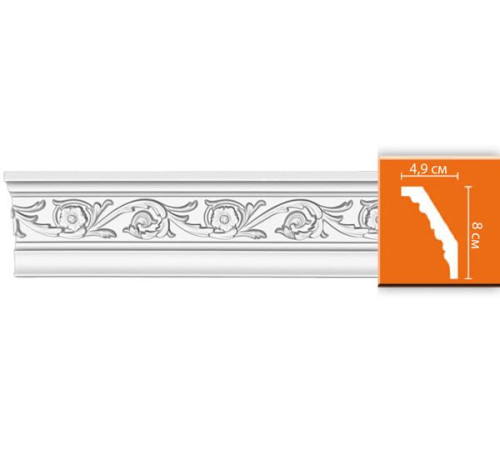 Плинтус потолочный DECOMASTER DT-14F гибкий с рисунком 80х49х2400 мм DT-14F