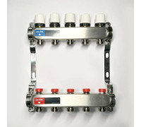 Коллекторная группа 1 x 5 выходов 3/4 STOUT с балансировочными клапанами из нержавеющей стали без концевых групп 451W4305