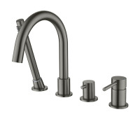 Смеситель на борт ванны Aquanet Европа на 4 отверстия оружейная сталь AQ1348BGM