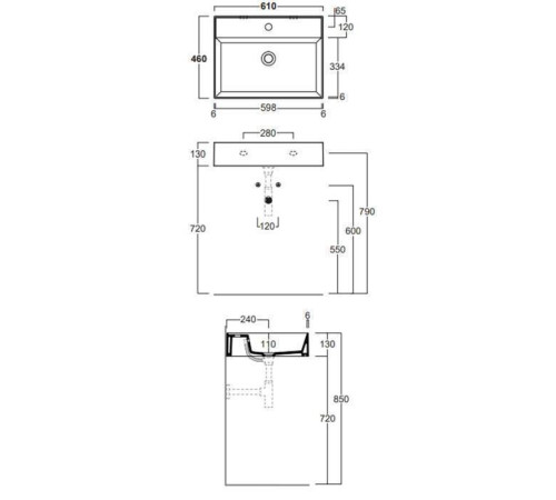 Раковина подвесная Simas Agile 61х46 см без отверстий с переливом белая AG61 bi
