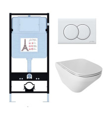 Унитаз с инсталляцией Jacob Delafon Modern Life сиденье тонкое микролифт панель для двойного смыва глянцевый белый E21775RU-00