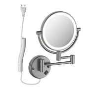 Зеркало косметическое настенное с подсветкой Aquanet 5x увеличение оружейная сталь AQ4915BGM