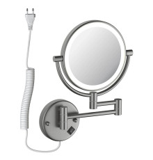 Зеркало косметическое настенное с подсветкой Aquanet 5x увеличение оружейная сталь AQ4915BGM