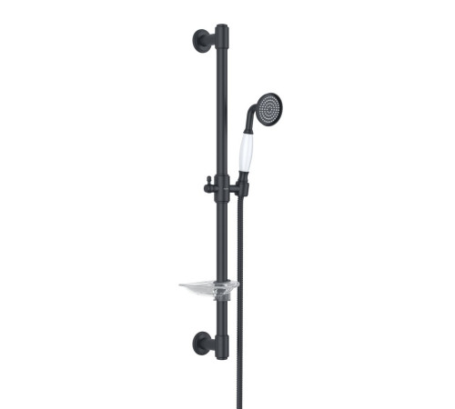 Душевой гарнитур Aquanet Классик 1jet 65 см матовый черный AQ2020MB