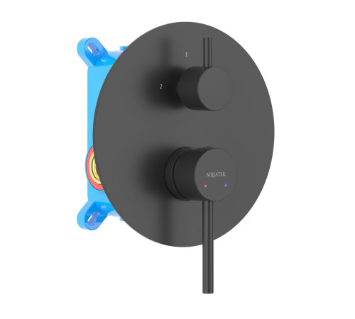 Смеситель для ванны встраиваемый Aquanet Европа 2 режима внешняя и скрытая часть матовый черный AQ1346MB