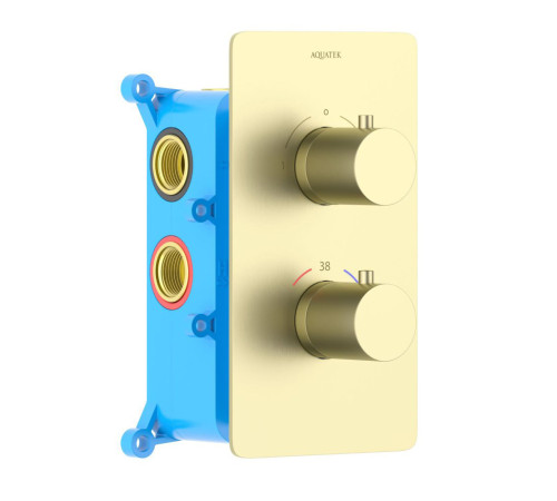 Смеситель термостатический для ванны Aquanet Европа 2 режима комплект со скрытой частью шлифованное золото AQ1392BG