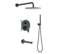 Душевой комплект 4 в 1 Aquanet Betta 3 режима матовый черный AQ1173MB