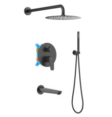 Душевой комплект 4 в 1 Aquanet Betta 3 режима матовый черный AQ1173MB