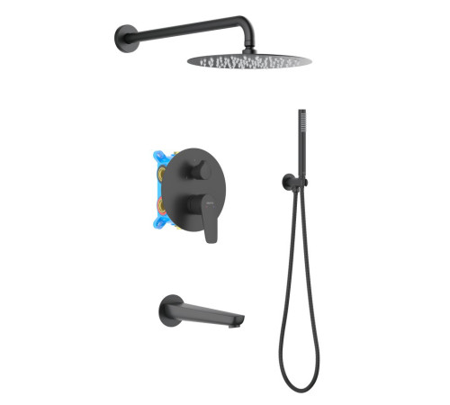 Душевой комплект 4 в 1 Aquanet Betta 3 режима матовый черный AQ1173MB