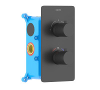 Смеситель термостатический для ванны Aquanet Европа 2 режима комплект со скрытой частью матовый черный AQ1392MB