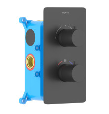 Смеситель термостатический для ванны Aquanet Европа 2 режима комплект со скрытой частью матовый черный AQ1392MB